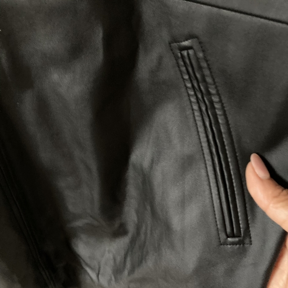 Preloved Oasis Pleather Black Front Zip Back Dress Size UK 14 - Picture 7 of 13